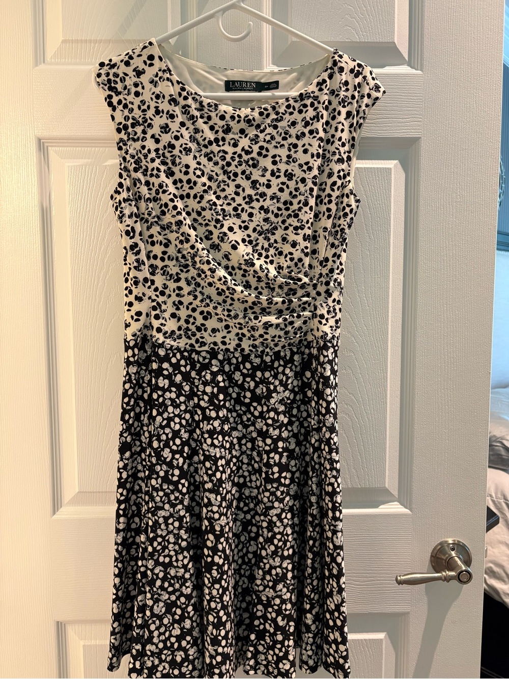 Lauren Ralph Lauren Black and White Two-Tone Floral Dress